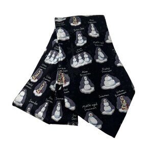American Greetings Necktie OS Snowman Illustration Novelty Black White Career